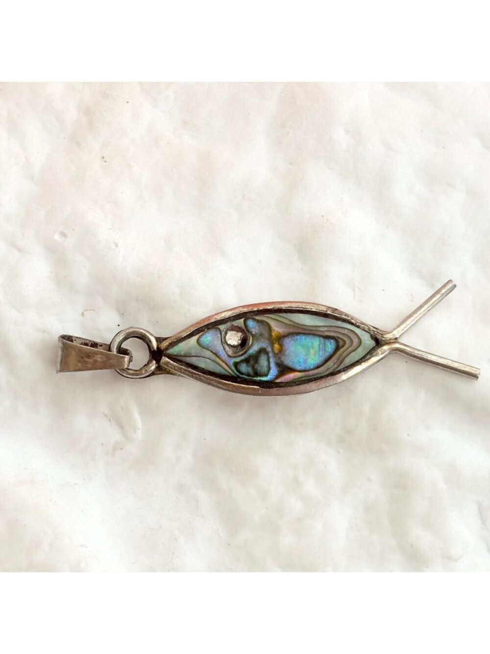 Abalone Inlaid Taxco, Mexico Fish 925 Sterling Silver Vintage Pendant | Charm